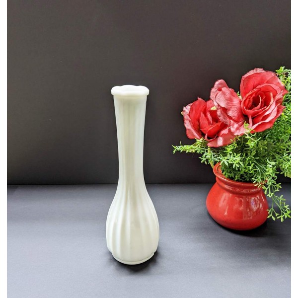 Milk Glass vase vintage Fluted CLG Co
